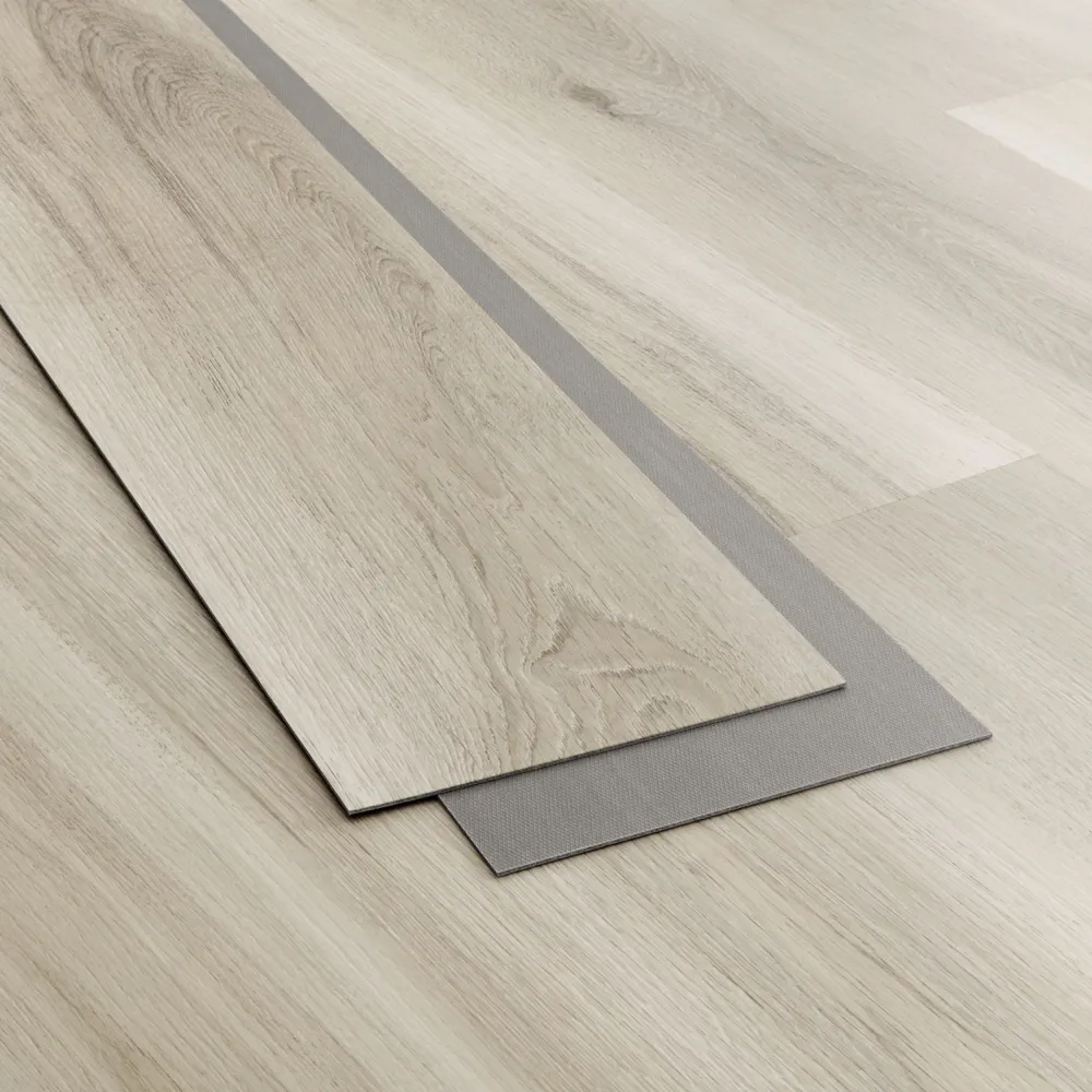 Pearl vinyl flooring planks installed in a typical pattern