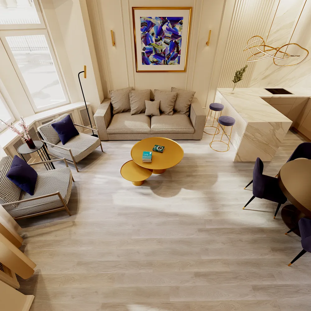 Example of a typical room with Whispering Pines vinyl flooring installed